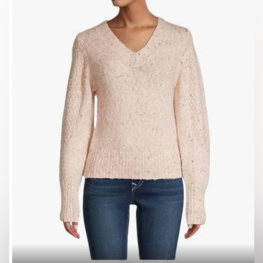 Magaschoni Cotton Wool Alpaca blend chunky knitted v-neck cropped sweater Size M